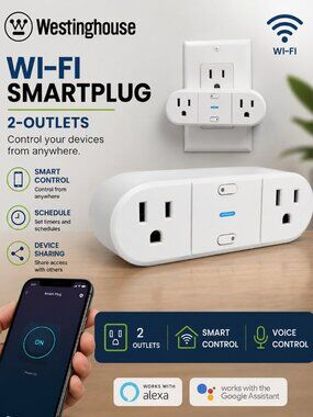 Westinghouse Wi-Fi Smart Sockets- 2-Outlet